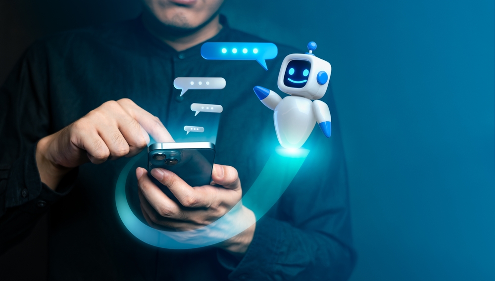 Person,Using,A,Smartphone,To,Interact,With,A,Friendly,Ai